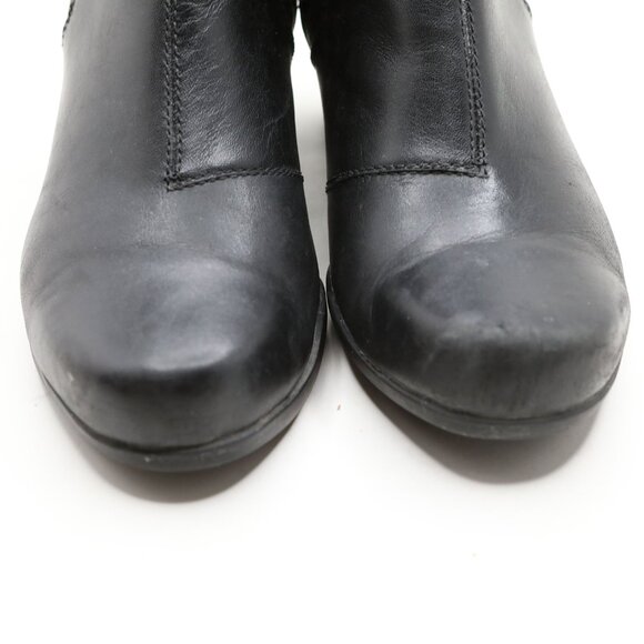 Clarks Artisan Black Leather Ankle Booties Comfort Zip Chelsea Block Heel Boots - Picture 5 of 13